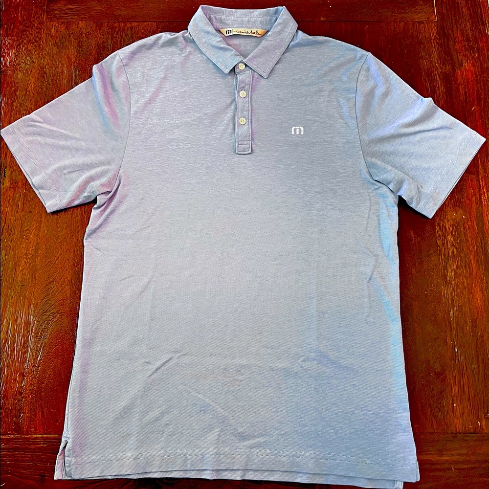 Travis Mathew Zinna Polo Shirt Medium Light Blue